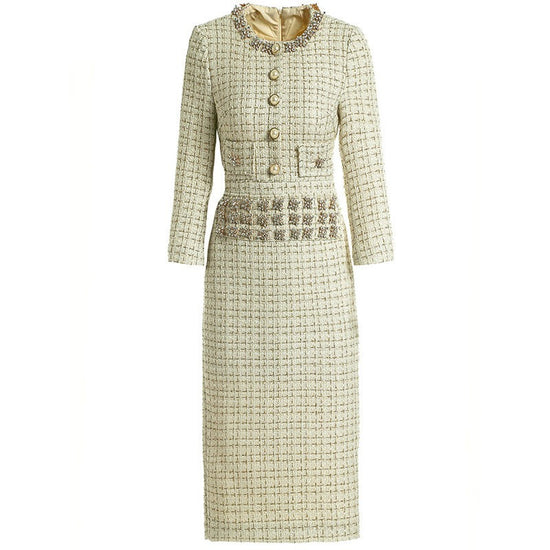 robe tweed dorée