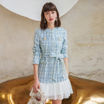 robe en dentelle et tweed