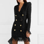 Robe tweed franges