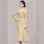 robe tweed jaune