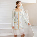 robe tweed longue en dentelle