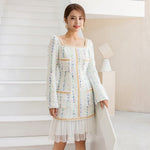 robe tweed longue en dentelle