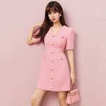 robe en tweed rose